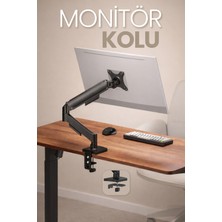 Alastor Tek Kollu Monitör Kolu Vesa Uyumlu Hareket Ayarlanabilir Monitör Standı 17-32" 9kg Kapasite Tutucu