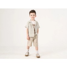 Lessotto Bej Şortlu Yeşil Gömlek Takım