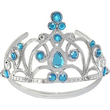 Krm Mavi Taşlı Elsa Çocuk Tacı Prenses Tacı Kraliçe Tacı 16X14 cm (5047) Krm