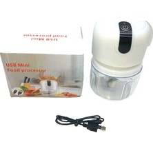 Krm USB Mini Food Processor USB Şarjlı Mini 3 Bıçak Blender Rondo Doğrayıcı 250ML - 45W (5047