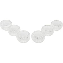 Krm 6 Pcs   Çizgili Cam  Çift Cidarlı Lokumluk - Sosluk  50 ml (5047) Krm