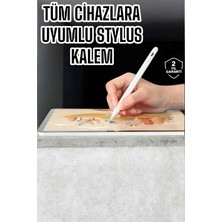 Krm Dokunmatik Kalem Beyaz Şarjlı Yedek Uçlu Android ve Ios Uyumlu Krm