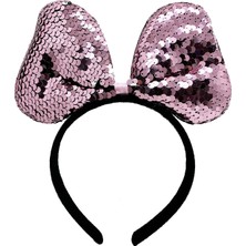 Krm Renk Değiştiren Pullu Payetli Fiyonk Parti Tacı Pembe Gümüş Renk 20X16 cm (5047) Krm