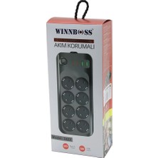 Krm Termal Akım - Kısa Devre Korumalı 8li Priz 2+2 Usb-Type-C - 2 Metre Anahtarlı Uzatma Kablo 16A