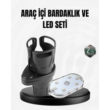 Tios Shop Krm Araç İçi Düzen ve Ambiyans Seti Çift Bardak Tutucu LED Işık ile Araç Modeline Uygun