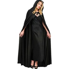 Krm Siyah Renk Kapşonlu Pelerin 120 cm (5047) Krm