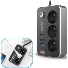 Tios Shop Krm Isıya Dayanıklı 2 mt Termal Akım Korumalı 10A 2500W 3lü Priz ve Anahtarlı Uzatma Kablosu