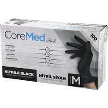 Krm M Beden Siyah Pudrasız Nitril Muayene Eldiveni  100LÜ (5047) Krm
