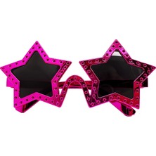 Krm Fuşya Renk Yıldız Şekil Parti Gözlüğü Retro 16X7 cm (5047) Krm