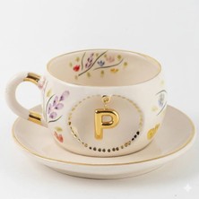 BSK Ceramics Handmade Harfli Porselen Bahardalı Çay Fincanı P Harfi