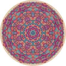 MarkEntegra Fabon Kadife Kaymaz Pamuk Tabanlı Yıkanabilir Antibakteriyel Yuvarlak Salon Halısı 120X120