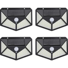 MarkEntegra Amber LED LED Solar Hareket Sensörlü Dış Ortam Bahçe Aydınlatması, Güneş Enerjili, Su Geçirmez, 100 Ledli, Beyaz Işık, (4 Adet)          [enerji Sınıfı A]