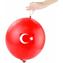 Kuzey Oyuncak Yüksek Kalite 50 Adet Bayraklı Lastikli Balon 45 cm Balon Bayraklı Balon Italyan Malı Punch Balloon