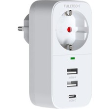 MarkEntegra Akım Korumalı Tekli Priz 2 USB Girişi + 1 Type-C Girişli Priz