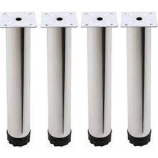 MarkEntegra Ayarlanabilir Mobilya Kanepe Baza Koltuk Metal Destek Yükseltici Ayağı 25 cm Krom Ayakları (4 Adet)