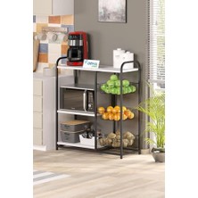 MarkEntegra Meyvelik Sebzelik Sepetli Mutfak Düzenleyici Raf Fırın Standı Organizer Mutfak Dolabı Bangosu Beyaz