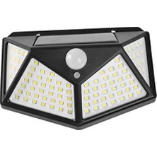 MarkEntegra Solar Lamba 100 LED Pır Hareket Sensörlü Dış Duvar Lambası IP65 Bahçe Teras - 1 Adet
