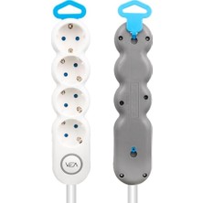 MarkEntegra Vea 3’lü Anahtarlı Çoklu Priz, 1.5 Metre Kablo, 3500W 10A Güç Kapasiteli, Çocuk Korumalı, LED Göstergeli, Duvar Askılı Beyaz Gri Priz, Ev ve Ofis Için Dayanıklı Enerji Dağıtım Çözümü