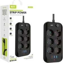 MarkEntegra Termal Akım Korumalı, 6'lı Priz Soketi, 2x USB Girişli, 1x Type-C Girişi, Çocuk Korumalı Uzatma Kablosu (2mt Kablo)