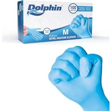 MarkEntegra Kullan At Market Dolphin Mavi Nitril Eldiven Pudrasız (M) 100'LÜ Paket