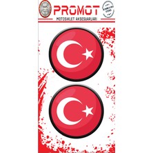 Rebon Moto Design Damla Logo Sticker Türk Bayrağı Kabartmalı 5X5CM 03