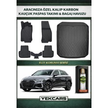 Yek Cars Audi A3 Sportback 2025 Model Karbonlu Kauçuk Paspas Seti ve Alt Bagaj Havuzu
