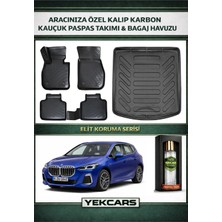 Yek Cars Bmw U06 Active Tourer 2021 Model Karbonlu Kauçuk Paspas Seti ve Bagaj Havuzu