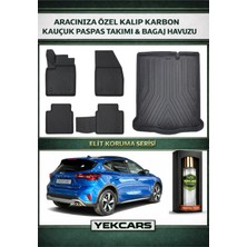 Yek Cars Ford Focus Hatchback 2023 Model Karbonlu Kauçuk Paspas Seti ve Bagaj Havuzu