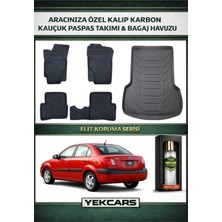 Yek Cars Kia Rio Sedan 2006 Model Karbonlu Kauçuk Paspas Seti ve Bagaj Havuzu