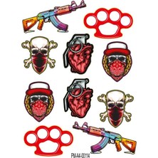 Rebon Moto Design Sticker Seti Ak-47 El Bombası Tasarımlı Grenaj Kaplama 01