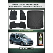 Yek Cars Fiat Fiorino 2025 Model Karbonlu Kauçuk Paspas Seti ve Bagaj Havuzu