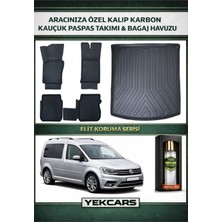 Yek Cars Volkswagen Caddy 2019 Model Karbonlu Kauçuk Paspas Seti ve Bagaj Havuzu