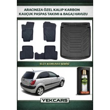 Yek Cars Kia Rio Hatchback 2006 Model Karbonlu Kauçuk Paspas Seti ve Bagaj Havuzu