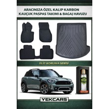 Yek Cars Mini Countryman F60 2022 Model Karbonlu Kauçuk Paspas Seti ve Bagaj Havuzu