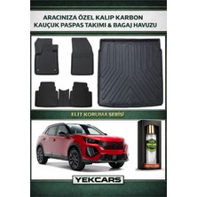 Yek Cars Peugeot Yeni Kasa  2008 1.2 Hybrid 2026 Model Karbonlu Kauçuk Paspas Seti ve Üst Bagaj Havuzu