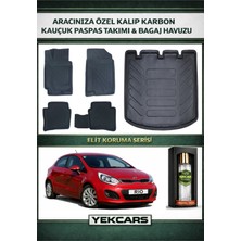 Yek Cars Kia Rio Hatchback 2016 Model Karbonlu Kauçuk Paspas Seti ve Bagaj Havuzu