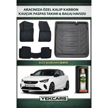 Yek Cars Opel Corsa Elektrikli 2022 Model Karbonlu Kauçuk Paspas Seti ve Bagaj Havuzu