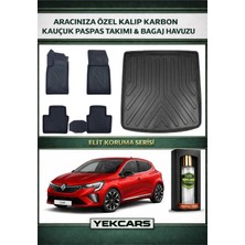 Yek Cars Renault Clio 5 2022 Model Karbonlu Kauçuk Paspas Seti ve Bagaj Havuzu