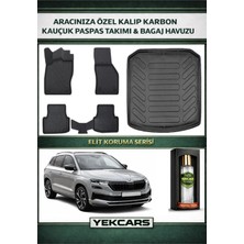 Yek Cars Skoda Karoq 2017 Model Karbonlu Kauçuk Paspas Seti ve Bagaj Havuzu