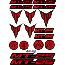 Rebon Moto Design Sticker Seti Mt-25 Yamaha mt Motosiklet A4 Ebatı 03