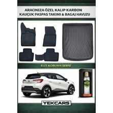 Yek Cars Renault Captur 2024 Model Karbonlu Kauçuk Paspas Seti ve Üst Bagaj Havuzu