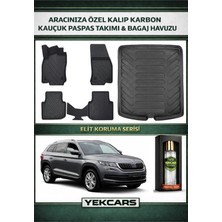 Yek Cars Skoda Kodiaq 2021 Model Karbonlu Kauçuk Paspas Seti ve Bagaj Havuzu