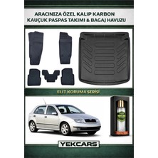 Yek Cars Skoda Fabia Hatchback 2007 Model Karbonlu Kauçuk Paspas Seti ve Bagaj Havuzu