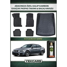 Yek Cars Bmw E90 2007 Model Karbonlu Kauçuk Paspas Seti ve Bagaj Havuzu