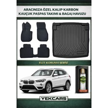 Yek Cars Bmw X1 2019 Model Karbonlu Kauçuk Paspas Seti ve Alt Bagaj Havuzu