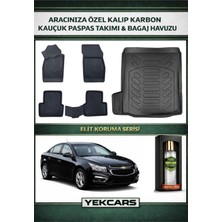 Yek Cars Chevrolet Cruze Sedan 2008 Model Karbonlu Kauçuk Paspas Seti ve Tek Cepli Bagaj Havuzu