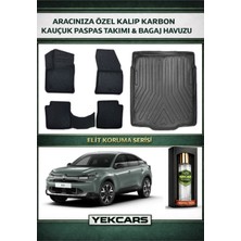 Yek Cars Citroen C4 Elektrikli 2025 Model Karbonlu Kauçuk Paspas Seti ve Alt Bagaj Havuzu