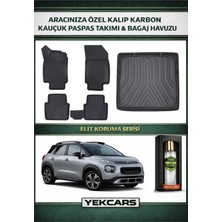 Yek Cars Citroen C3 Aircross 2024 Model Karbonlu Kauçuk Paspas Seti ve Üst Bagaj Havuzu