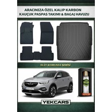 Yek Cars Opel Grandland x 2017 Model Karbonlu Kauçuk Paspas Seti ve Alt Bagaj Havuzu