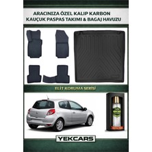 Yek Cars Renault Clio 3 2008 Model Karbonlu Kauçuk Paspas Seti ve Bagaj Havuzu
